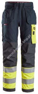 Snickers 6276  Spodnie Odblaskowe ProtecWork z workami kieszeniowymi, EN 20471/1