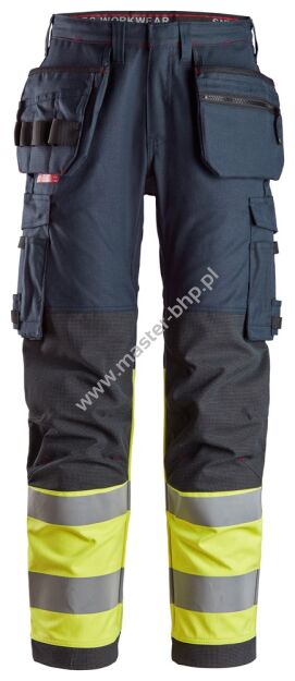 Snickers 6263  Spodnie Odblaskowe ProtecWork z workami kieszeniowymi, EN 20471/1