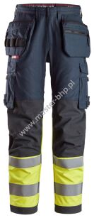 Snickers 6263  Spodnie Odblaskowe ProtecWork z workami kieszeniowymi, EN 20471/1
